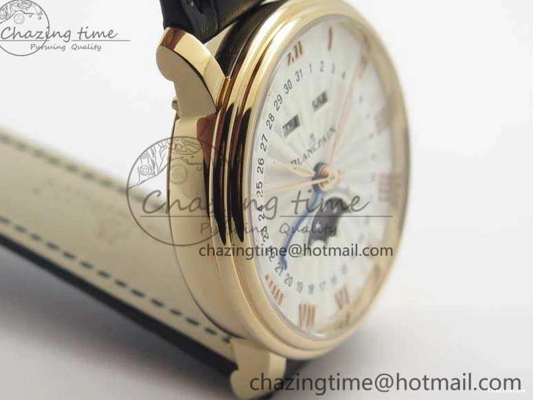 1228 Villeret 6654 RG Complicated Function OMF 1:1 Best Edition White Texture Dial On Leather Strap A Bright 8105